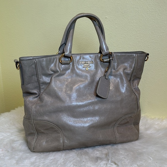 💯 Authentic Prada Gray Leather Tote Bag🍀 - Picture 13 of 13